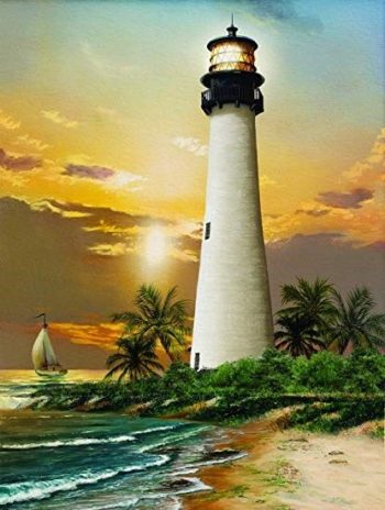 Lighthouse in the Palms <br> 30 x 40cm <br> SQUARE Diamonds