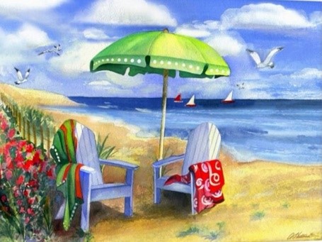 Seaside - Umbrella <br> 30 x 40cm Square Diamonds