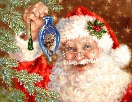 Santa with the Christmas Ornament 30 x 40cm Square Diamonds ...