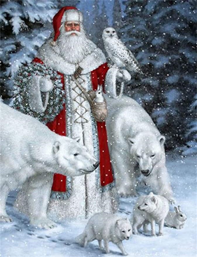 Santa in the Woods – Polar Bears 30 x 40cm Square Diamonds ...