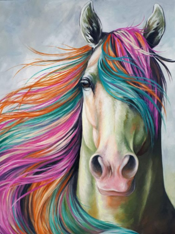 Horse with Colorful Mane 30 x 40cm SQUARE Diamonds ...